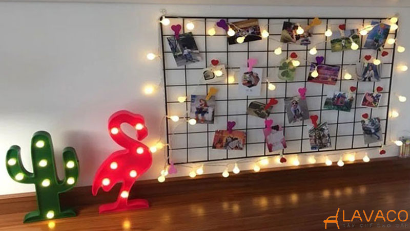 Lưới sắt treo ảnh handmade trang trí