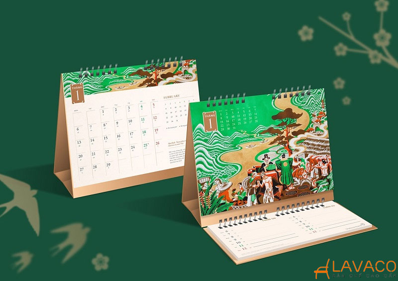 Lịch để bàn giấy kraft tự làm.