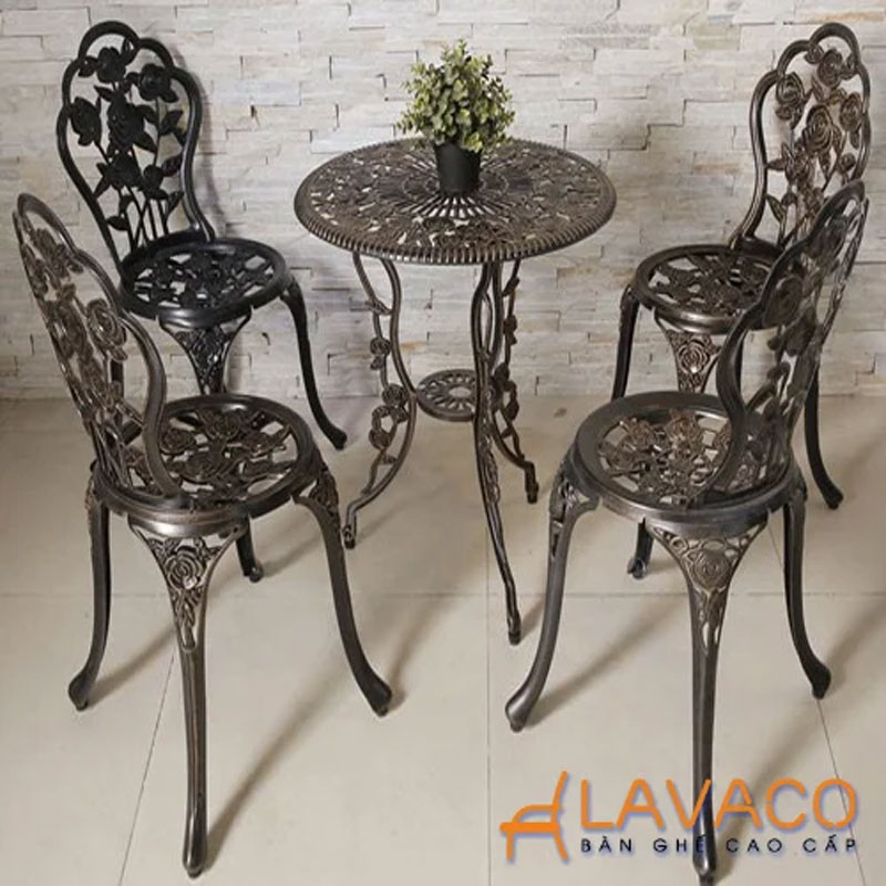 Bộ bàn ghế nhôm đúc ngoài trời cho ban công, sân thượng.