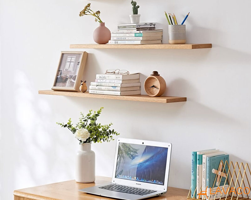 Bàn học liền kệ sách mini treo tường