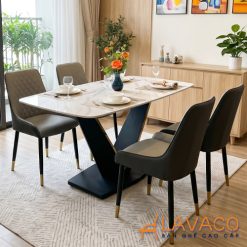 Bộ bàn ăn mặt đá 4 ghế nệm hiện đại- Mã: T1134-4x2559