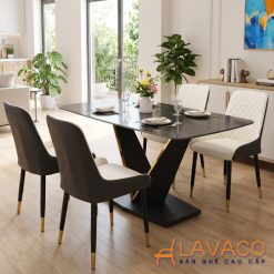 Bộ bàn ăn mặt đá 4 ghế nệm hiện đại- Mã: T1134-4x2559