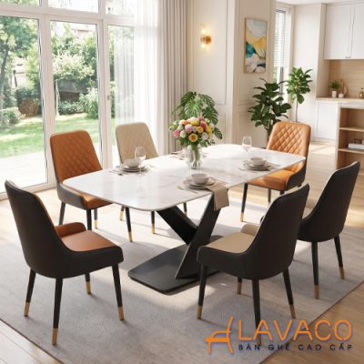Bộ bàn ghế ăn nhập khẩu 6 ghế mặt đá- Mã: T179-1-6x2559
