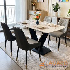 Bộ bàn ăn mặt đá 4 ghế nệm hiện đại- Mã: T1134-4x2559