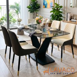 Bộ bàn ăn mặt đá 4 ghế nệm hiện đại- Mã: T1134-4x2559