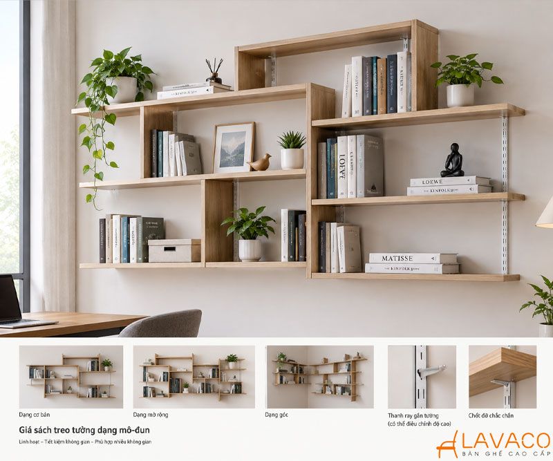 Giá sách treo tường dạng mô-đun