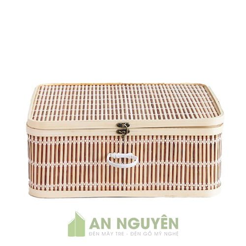 Giỏ quà bằng tre đan có khoá cài, làm quà Tết doanh nghiệp
