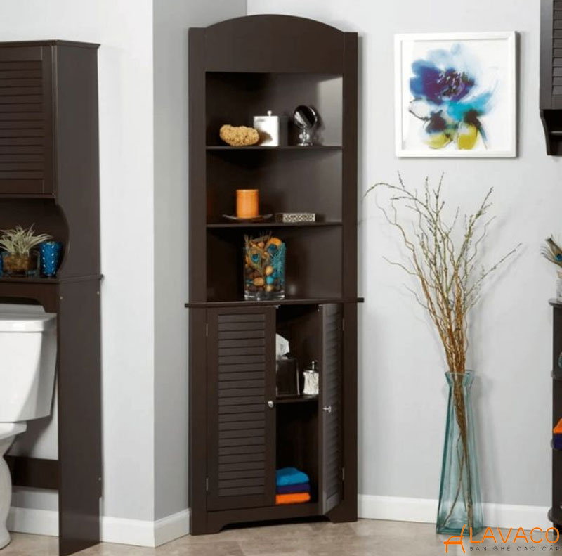 Kệ gỗ góc tường đẹp dáng đứng nhiều tầng