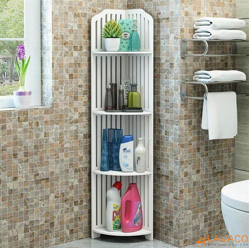 Kệ góc tường bằng nhựa cao cấp hoặc nhựa PVC