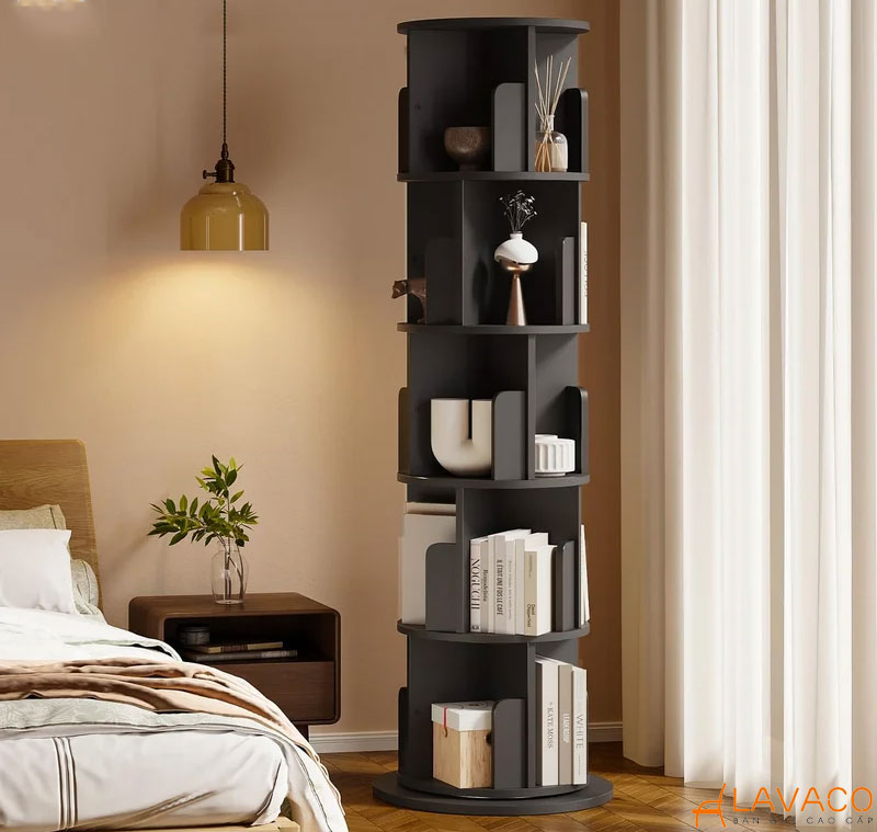 Kệ sách xoay kết hợp ngăn lưu trữ và trưng bày