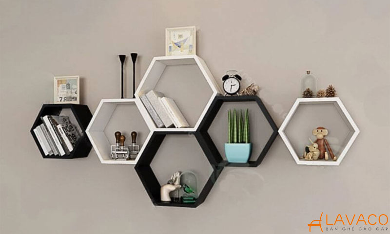 Kệ sách treo tường bằng gỗ MDF, HMR