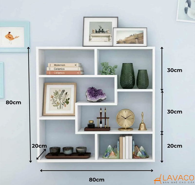Kích thước kệ sách treo tường (giá sách treo tường)