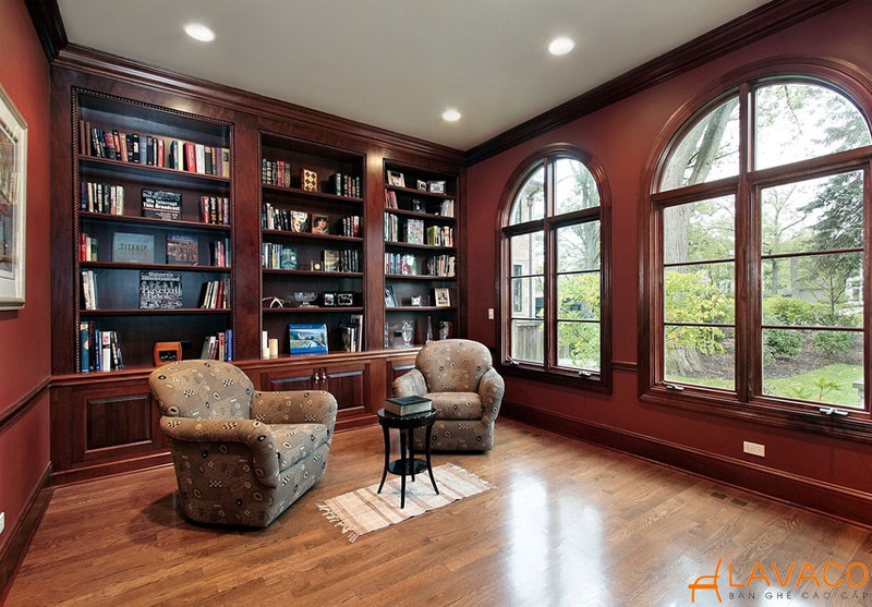 Decor kệ sách phòng khách theo phong cách Tân cổ điển