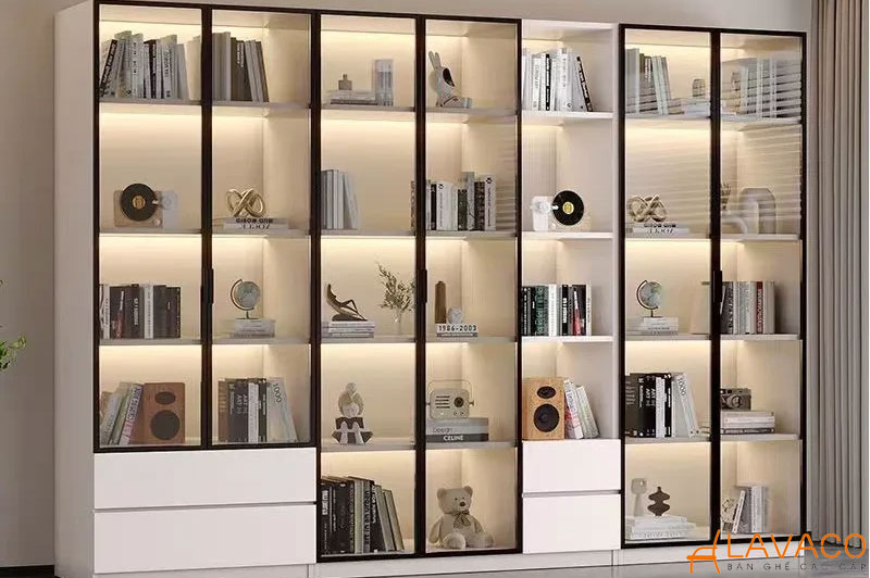 Trang trí tủ sách theo phong cách hiện đại (Modern)